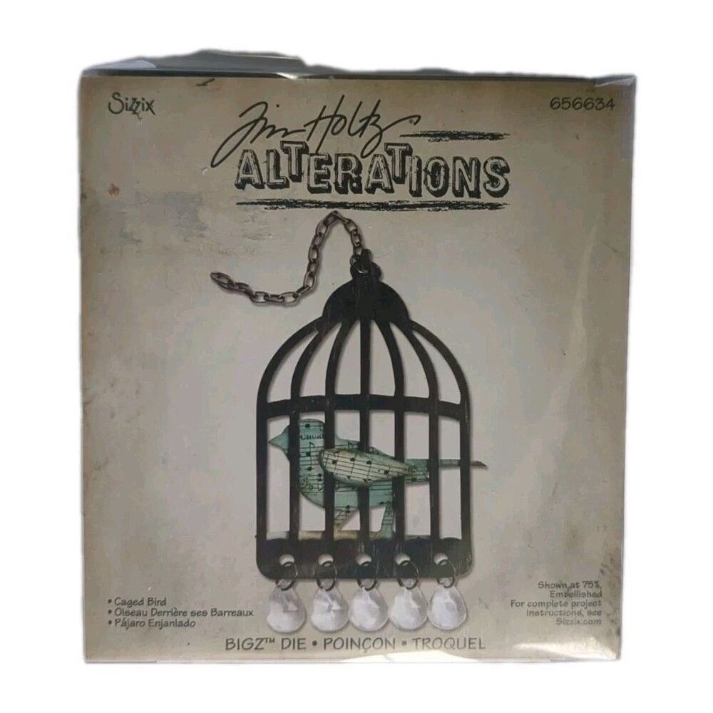 RETIRED Sizzix Tim Holtz Alterations Bigz Die Set Caged Bird 656634 Ellison